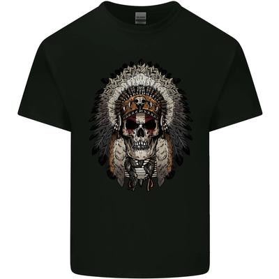Native American Indian Skull Headdress Kids T-Shirt Childrens