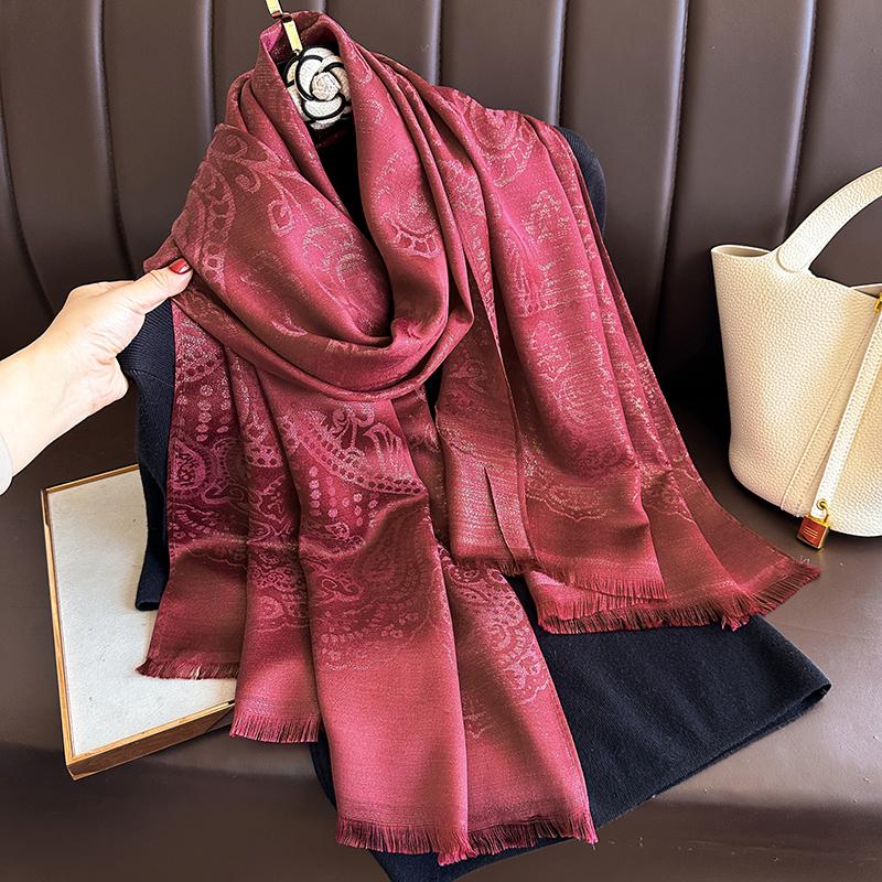 New Fashion Winter Bohemia Warm Soft Cashmere Jacquard Pashmina Scarf for Women Bandana Shawl Headband Foulard Bufanda