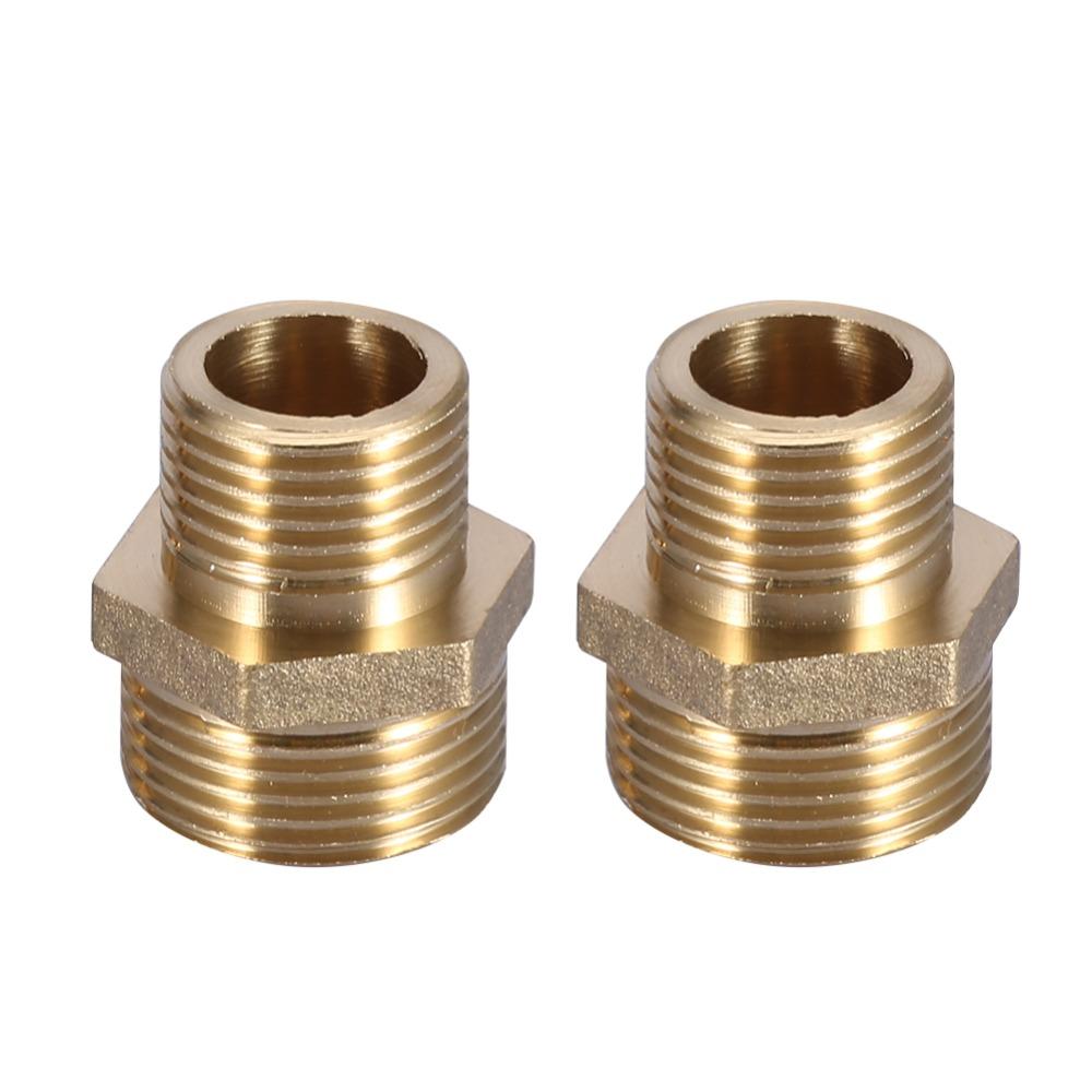 2pcs Hex Shape Brass Pipe Fitting Male Threaded Ends Reducing Male Connector  Irrigation System