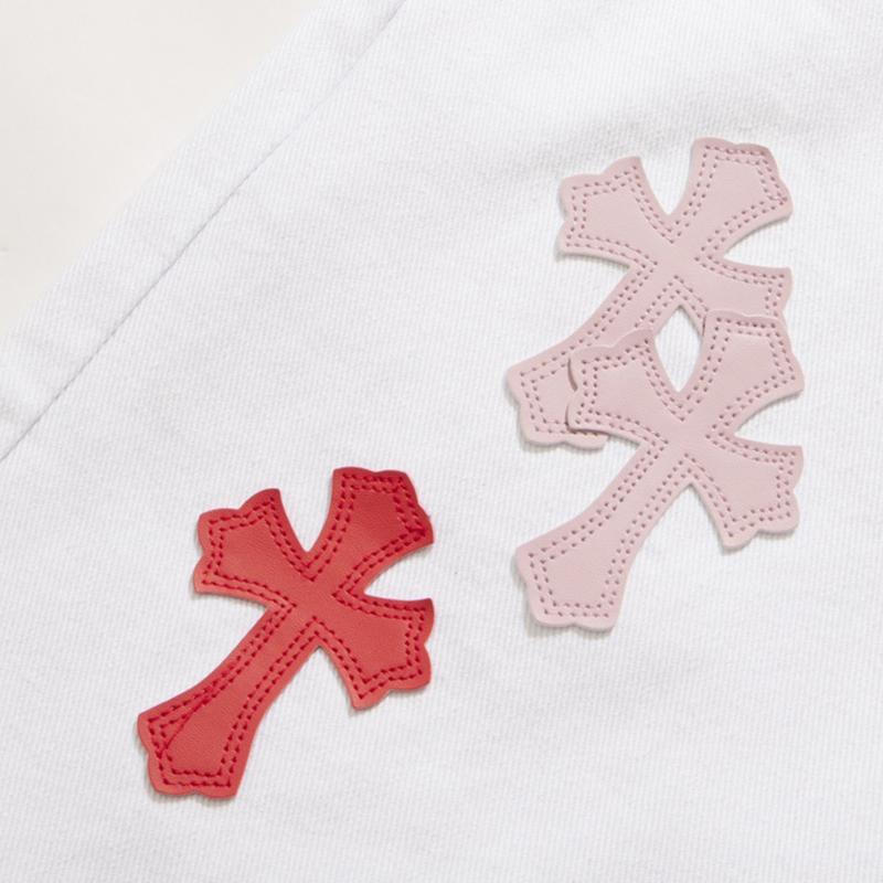 7706 CHROME HEARTS Blugi Trendy Stil American pentru Bărbați și Femei cu Aplicații din Material Textil, Pantaloni Casual și la Modă High Street