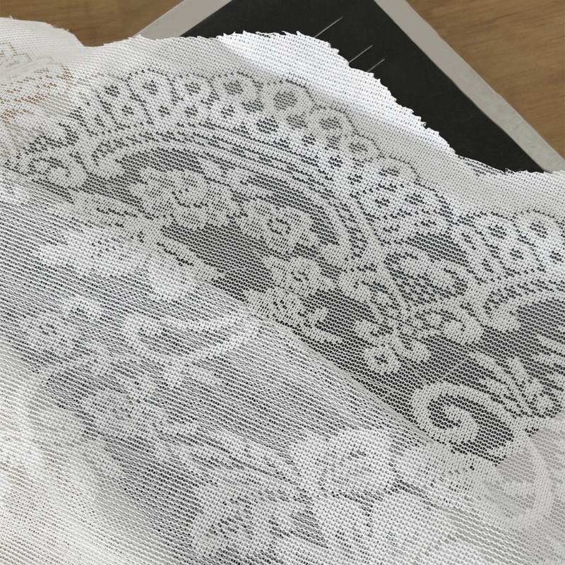 Flower Lace Sheer Window Curtain Elegant Light Filtering Privacy Pulling Design Drape with Rod Pocket For Home Decors