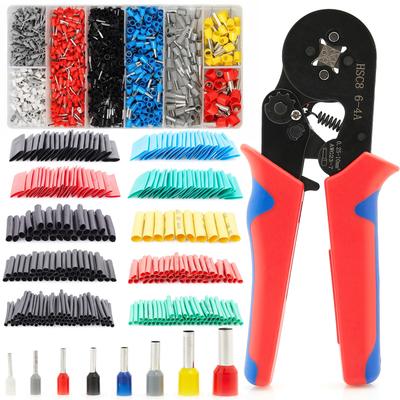 Crimping Tool for Ferrules + 1200 Insulated Ferrules + Heat Shrink Tubing 510 Pcs.