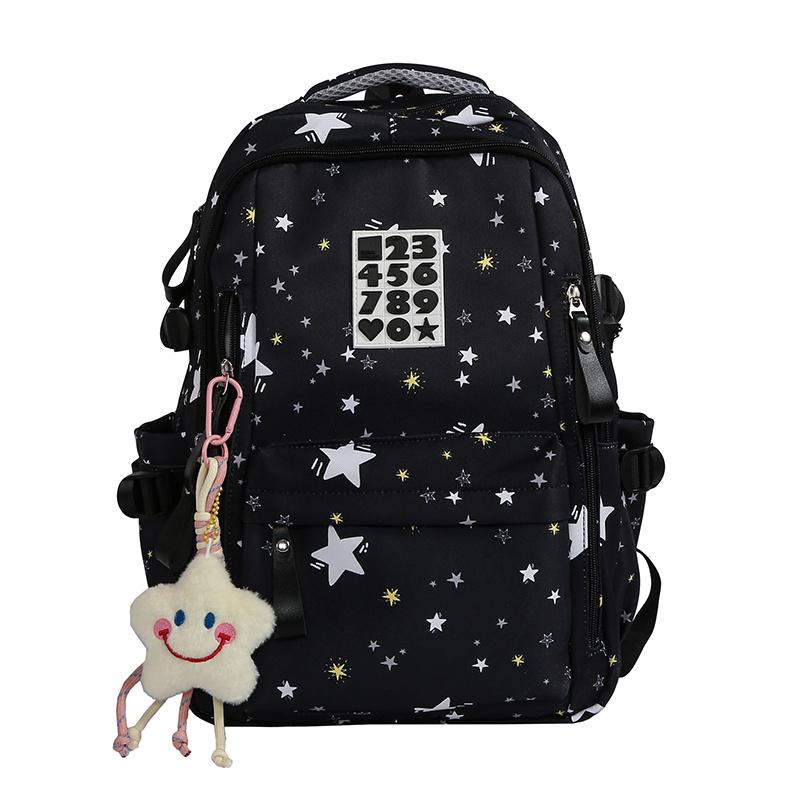 

Cute Star-Print Nylon Backpack – Stylish & Lightweight School Bag for Girls, Teens, and Women чорний