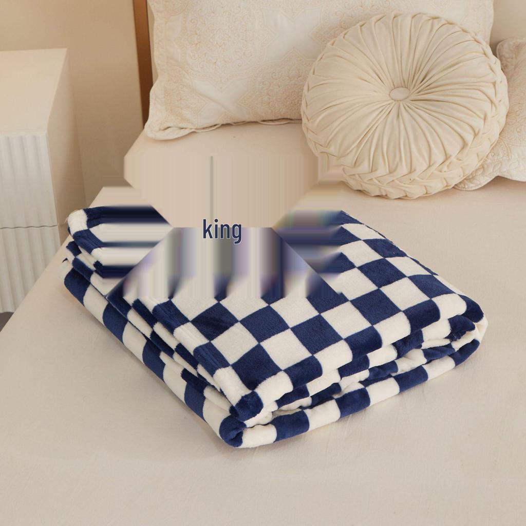 Karierte Flanell Milch Samt Nickerchen Decke - Verdickter Korallenfleece Geschenk
