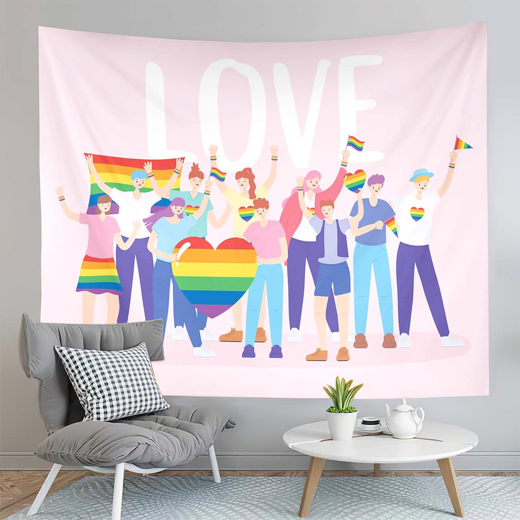 World Pride Day Tapestry Rainbow Flag Tapestry Artistic Tapestry Home Living Room Dorm Bedroom Aesthetics Decoration Tapestries