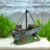 Underwater Landscape Accessory Aquarium Ornament, Solid Resin Sunken Ship Decoration with Hollow Holes, Ornament Fish Tank Landscaping Decor