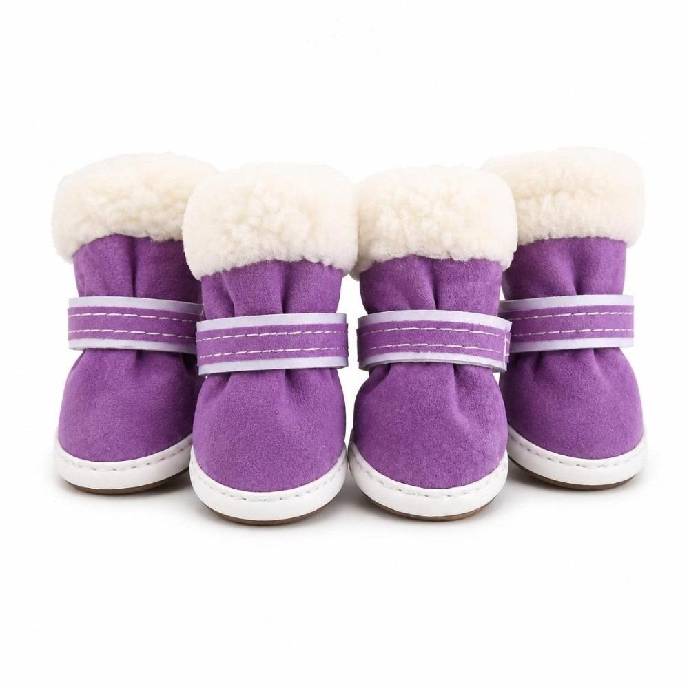 4Pcs Fashion Warm Winter Dog Shoes Thickened Pet Shoes Anti-slip Cotton Dog Footwear for Small Medium Dog