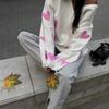 2023 European & American Style Women's Heart Embroidered Wool Cardigan - Long Sleeve, Thick Knit for Autumn & Winter
