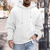 Herren-Kapuzenpullover für Herbst und Winter, einfarbig, dick, locker, Kordelzug, Kapuze, große aufgesetzte Tasche, langärmelig, warm, Pullover, weiche Applikation, gestrickt, für Herren, mittlere Länge