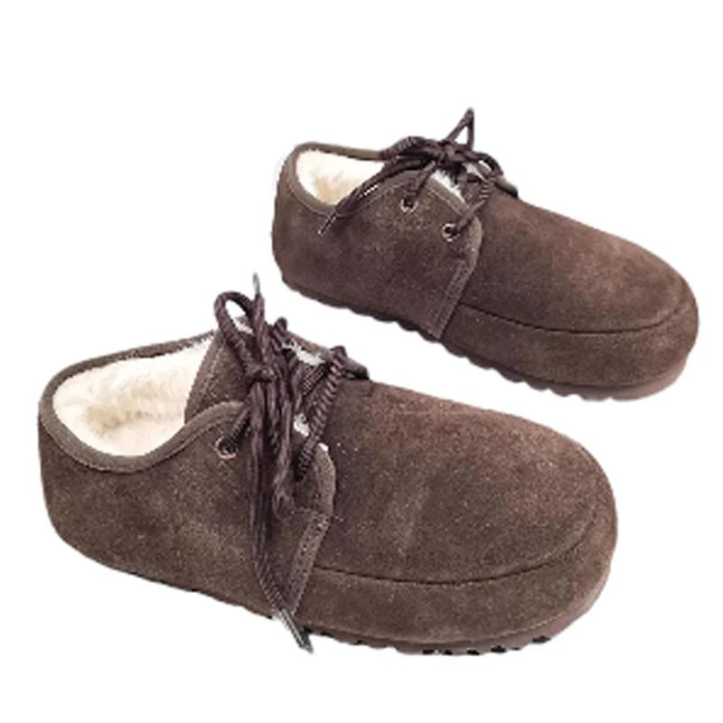 Fur Women Boots Suede Flats Fashion Shoes Woman 2025 Trend Winter Designer Brand Cozy Walking Casual Sport Botas Mujer Sneakers