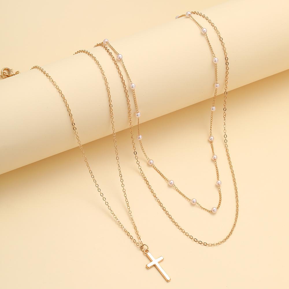 iF ME Cross Pendant Necklace for Women Charms Fashion Bohemia Gold Color Clavicle Chain Female Vintage Jewelry Trendy Gifts