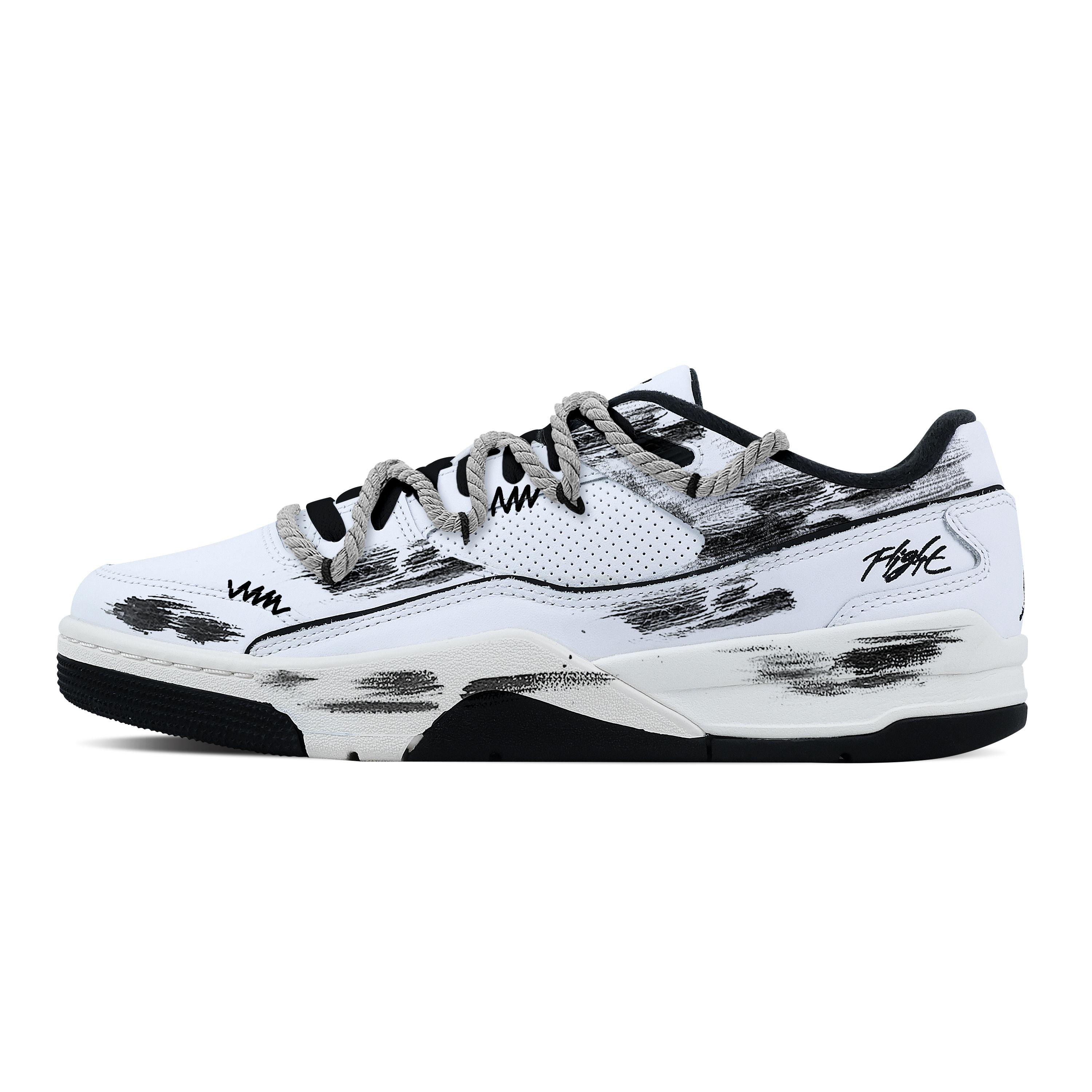 Jordan FLIGHT COURT Gothic Knight Abrasion Resistant Low top Vintage Basketball Shoes Men s Black White HF3255-100(Team529-) 45