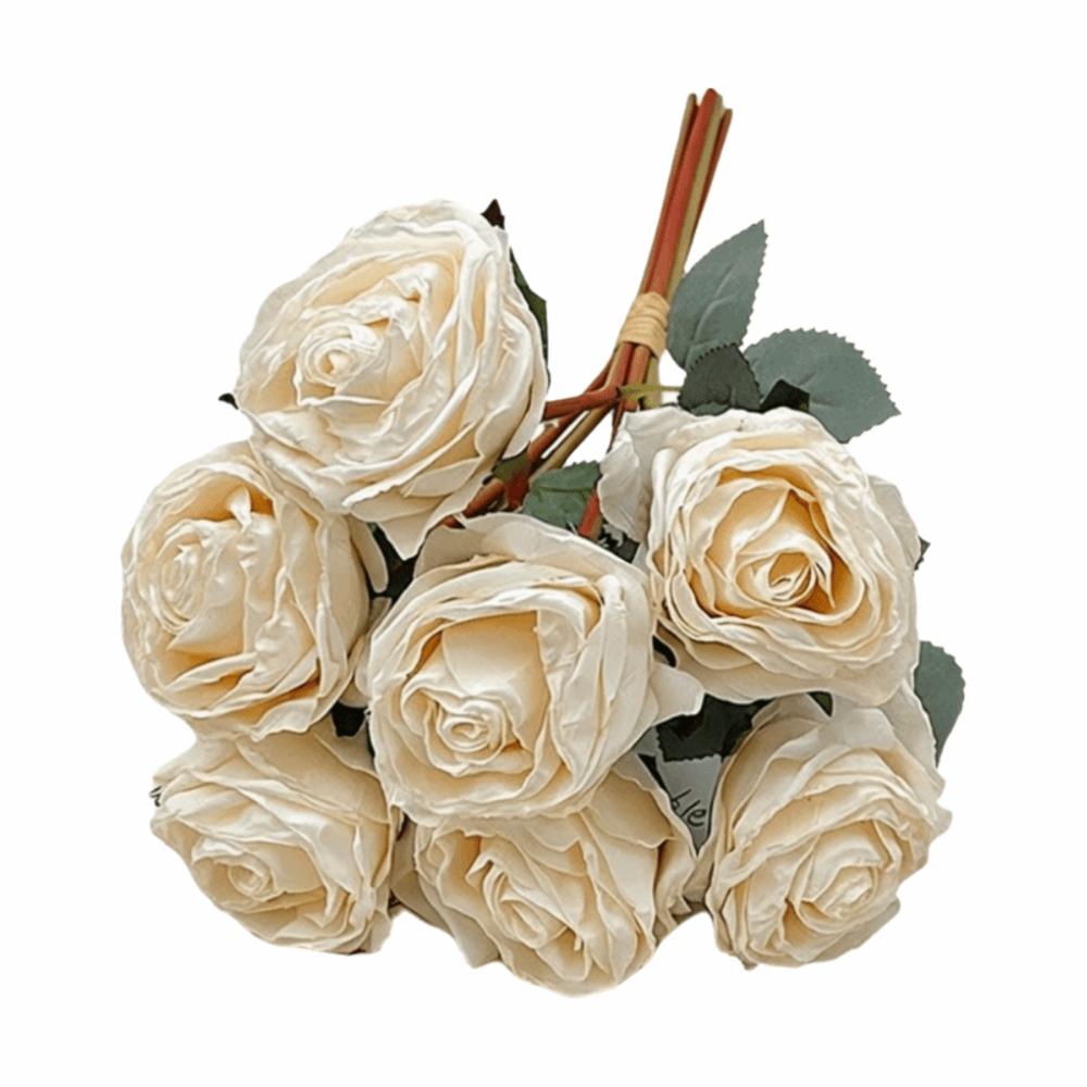 7PCS/Bundle 7 Head Rose Artificial Flower Silk Petals Faux Flower  Desktop Ornament