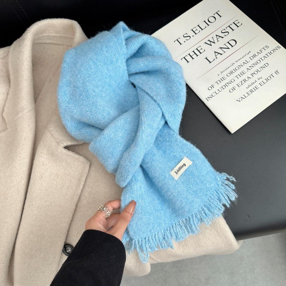 

Tassel Cross Scarf Warm Neckerchief New Knitted Scarf Women Men синій