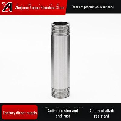 Nerezová ocel 304 Dvojitý vnější závit Potrubní tvarovka, 100mm Vodní prodlužovací kus