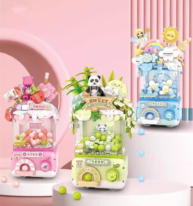 Small Blocks Panda Series Street View Food Truck Fruit/Icecream Shop Learning Build Toys Toy For Kidss For Kids Adult
