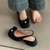 Bow Women's Bag Head Cool Slippers Summer Fashion Outside French with Skirt High Heel Evening Wind Thick Heel Single Shoes