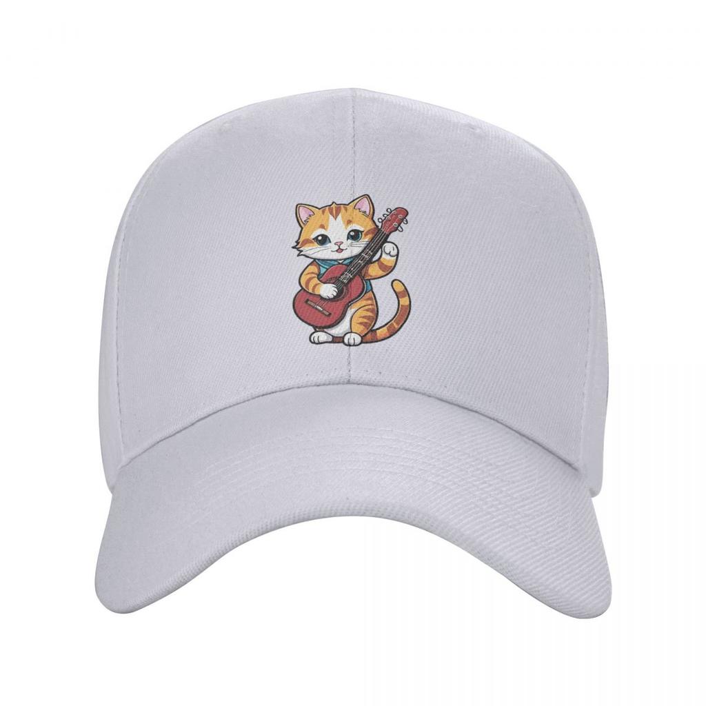 Rock Cat Playing Guitar Cartoon Guitar Cat Baseball Caps Snapback Men Women Hats Adjustable Cap Hip Hop Baseball Hat Casquette