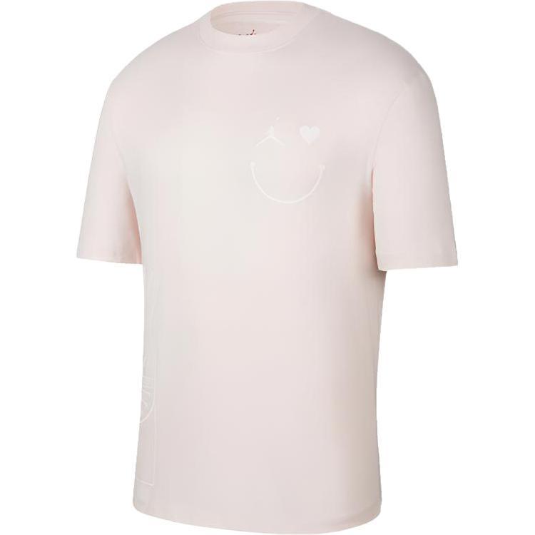 Air Jordan Alphabet Printing Round Neck Pullover Short Sleeve Pink Men s DZ7637-640 XL