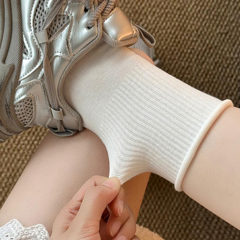 

Женские весенне-осенние белые носки из чистого хлопка, без косточек, до середины голени 1 pair