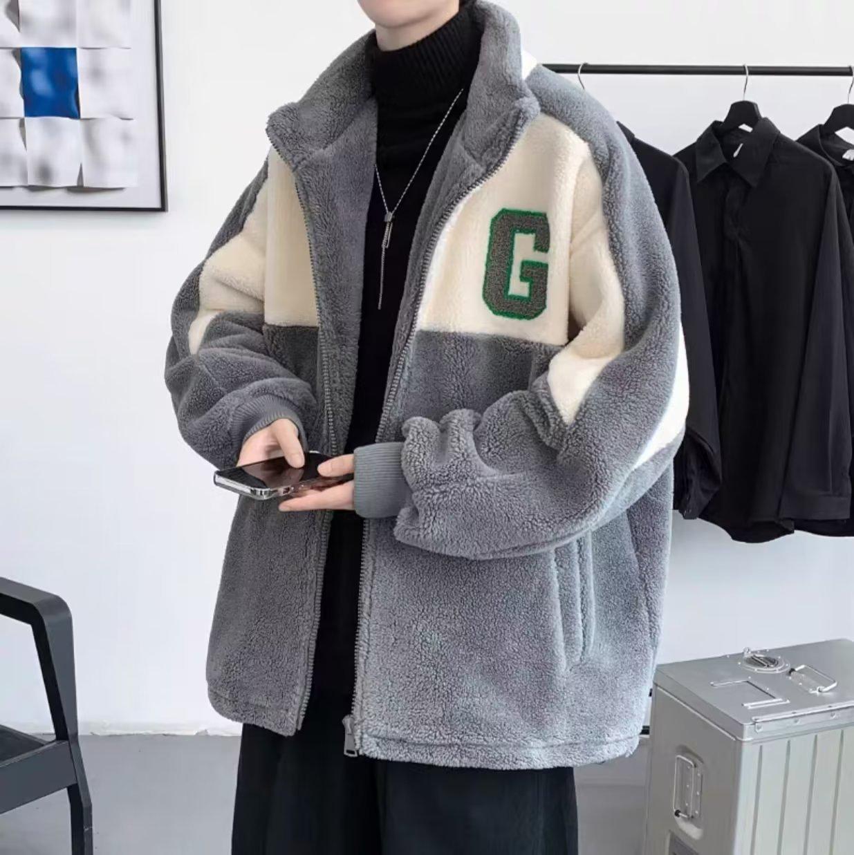 

Мужская хлопковая куртка-кардиган с капюшоном большого размера из овечьей шерсти - Свободный крой, толстая застежка-молния для подростков 8XL