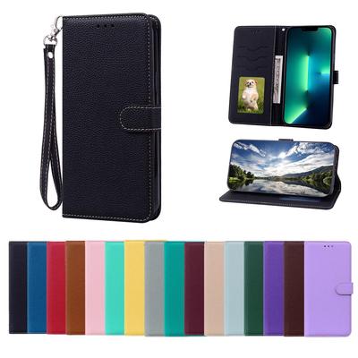 Skórzane etui do Google Pixel 9PROXL – etui z klapką o fakturze Litchi, z miejscem na karty, magnetycznym zamknięciem i ochronną konstrukcją.