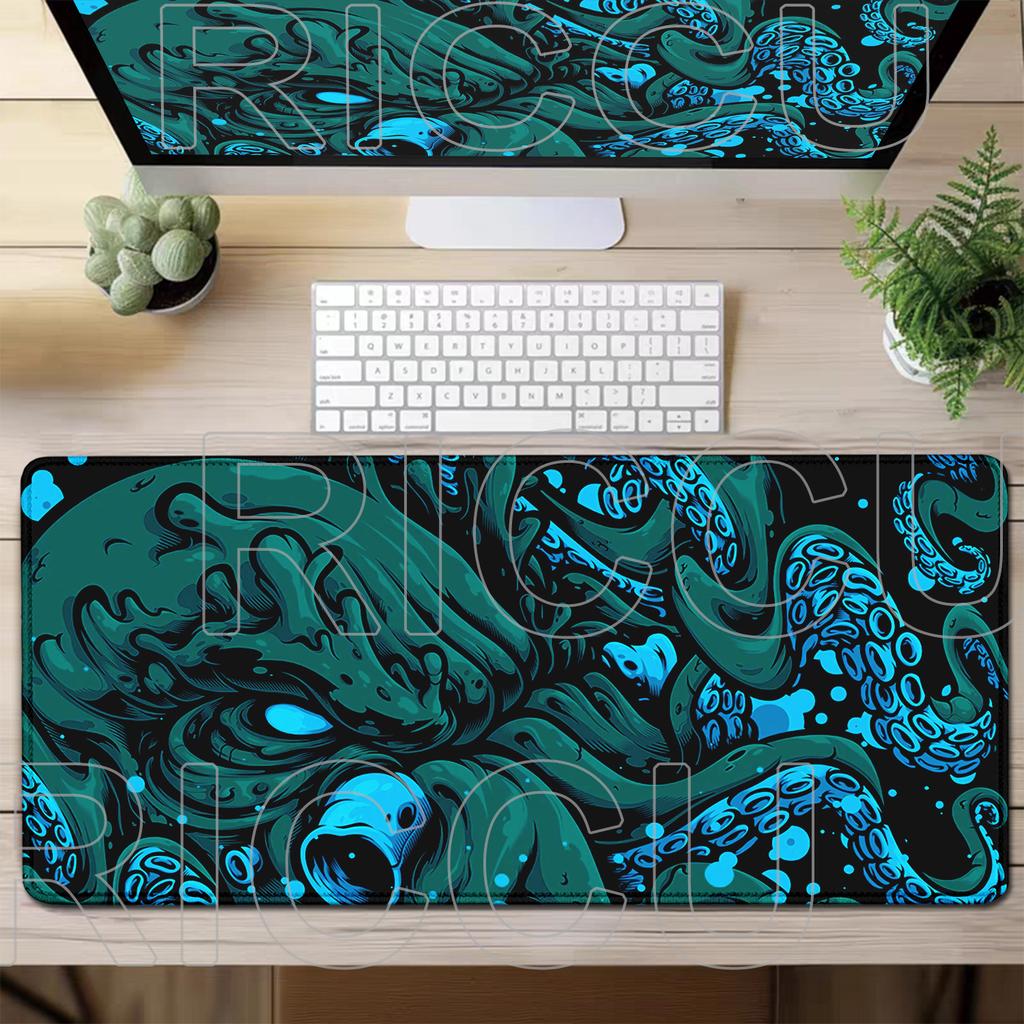 Oktopus Meeresungeheuer Punk Mauspad Groß Gamer Tastatur Schreibtischmatte Computer Gaming Matte XXL Erweitert 30x60cm Büro PC Zubehör
