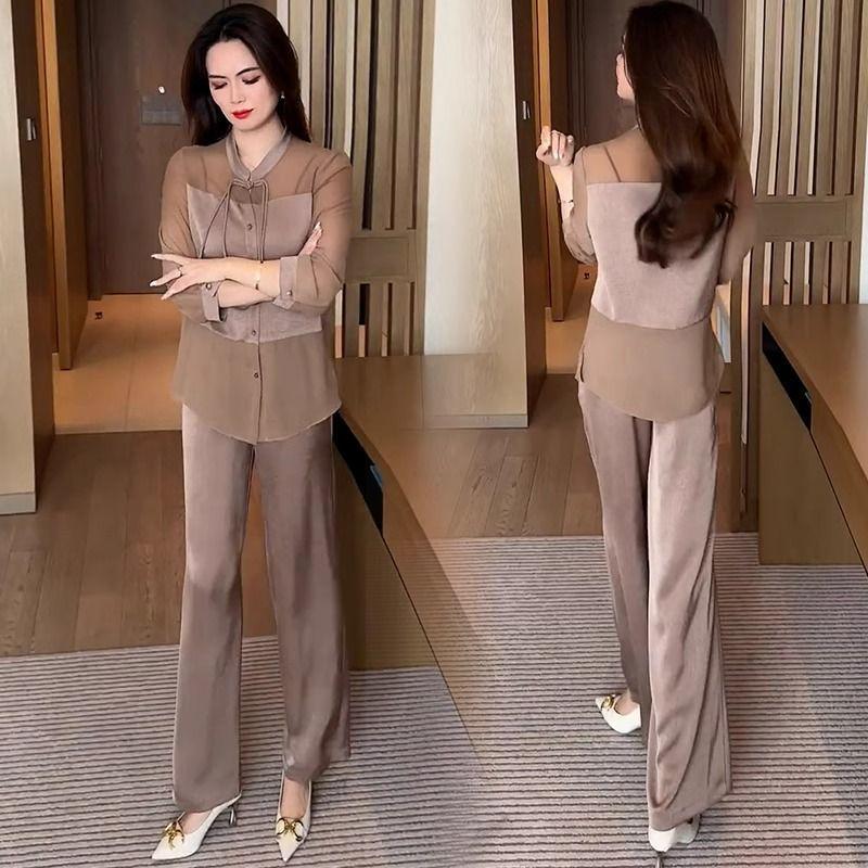 

Женский летний комплект из двух предметов в китайском стиле: Рубашка на лягушачьих пуговицах и брюки широкого кроя 2XL for 130-145 lbs