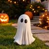 Durable Resin Autumn Display Cute White Ghost Statue, Big Eyes Figurine, Halloween Tabletop Decor, Child-Friendly Party Props Spooky Indoor
