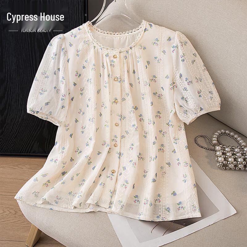 Silbashe Women s Sweet Floral Print Loose-Fit Blouse 2XL