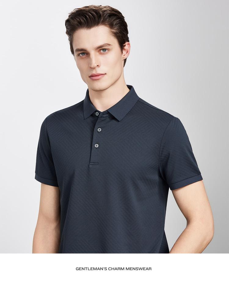 High-end Business Polo Shirt Men's Summer Beaded Breathable Classic Collar T-shirt