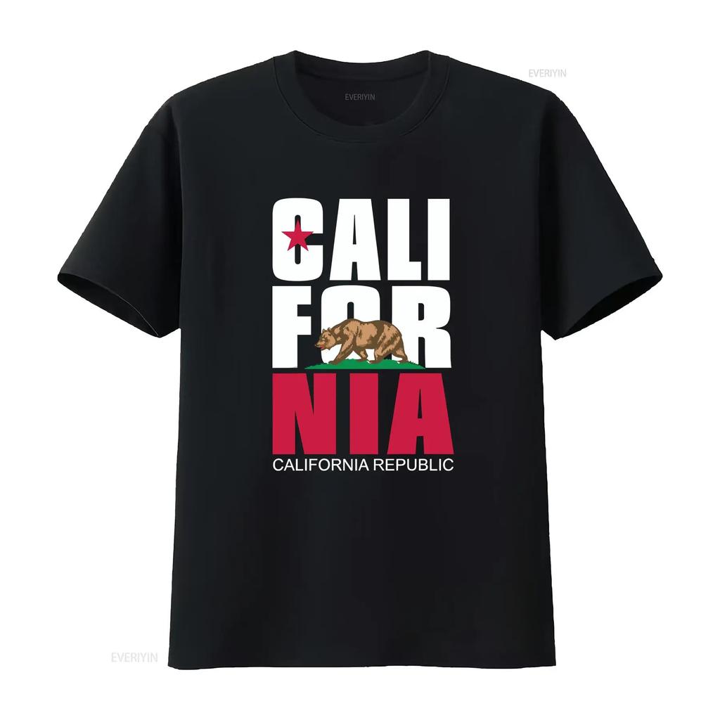 California Republic T Shirt Vintage Washed Fashion Breathable Streetwear Unisex Slightly Comfortable Versatile Homme