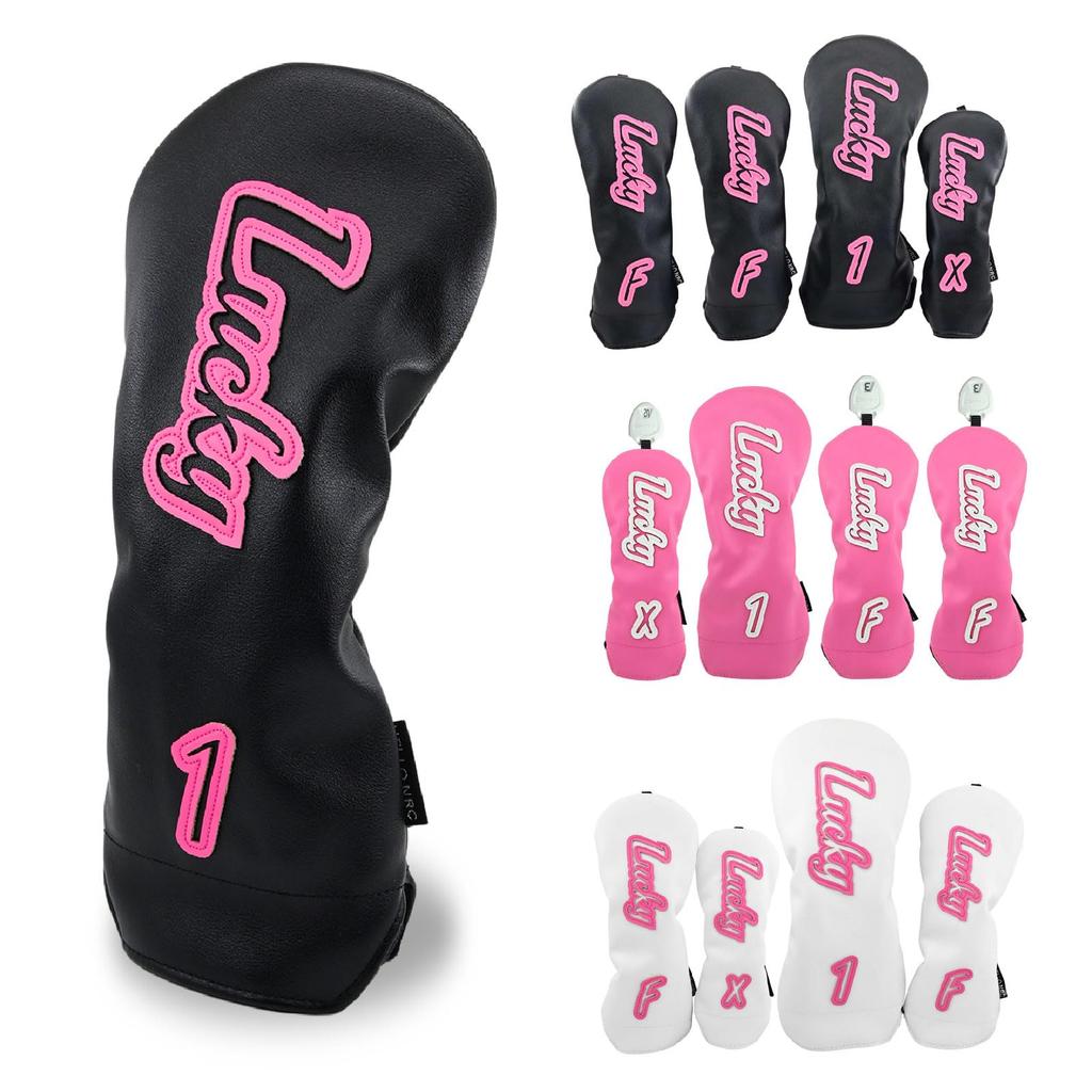 Waterproof Lucky Golf Headcover for and UT Clubs Drivers, Woods, Utilities, (Black, F)