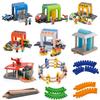 Car Wash Rail Car Set Train Scene Children Fire Station Police Station Simulation Toy  Station Bridge Wooden Train Tracks Toys