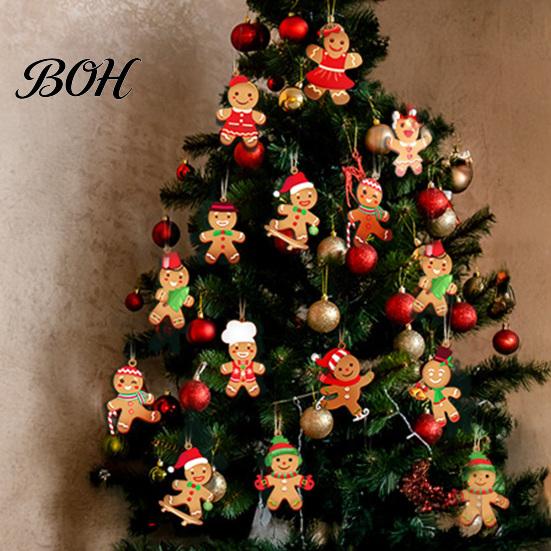 Winter Wonderland Decor Gingerbread Man Hanging Ornaments, Wooden Figure Pendants, Xmas Tree Rustic Christmas Decorations for Tree, Party Favors