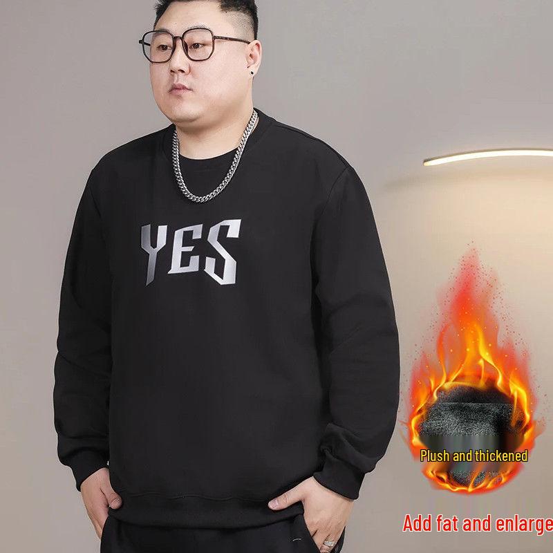 

Plus Size Men s Autumn/Winter Long Sleeve Sweatshirt, Round Neck, Loose Fit, Casual Style 1XL (140-160 jin)
