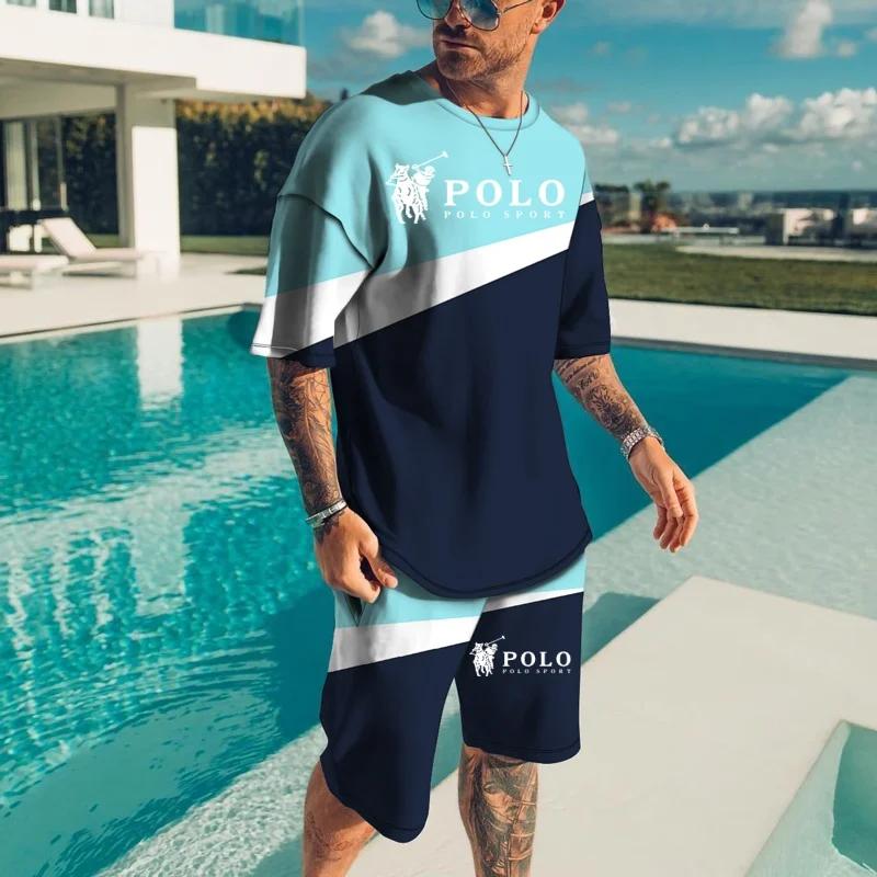 Summer Luxury Big Brand Stripe 3D Digital Printing Men's Suit Fashion Casual Wear Unisex Breathable Comfortable Men