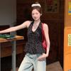 V-neck Halter Ruffle Vest Top Y2k Women Camisole Chic Sleeveless Crop Top  Spring Summer