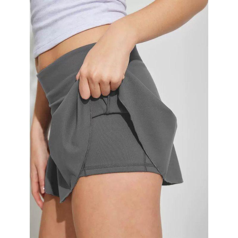 Solid Color Pleated Loose Half Length Skirt Pure Color Ruched Skirt