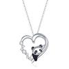 Sterling Silver Lovely Panda Necklace Dazzling Heart Zircon Long Chain Link Necklace for Women Fashion Jewelry