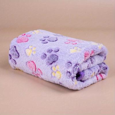 1 Paquete Manta Polar Morada con Estampado de Huellas de Pata de Perro, Manta Suave para Mascotas para Perros Pequeños/Medianos/Grandes y Gatos, Fina para el Verano