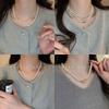 French round long multi-layer pearl ingot necklace temperament collarbone chain sweater chain necklace jewelry women