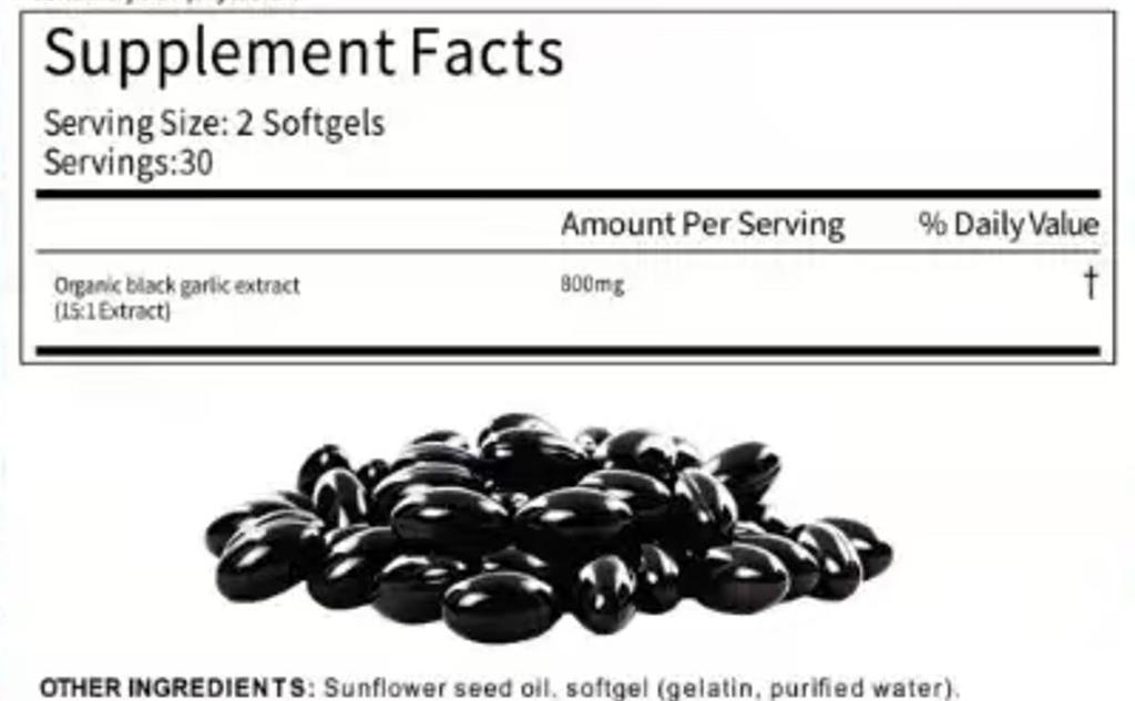 Schwarzer Knoblauch Extrakt 6000 mg Nahrungsergänzungsmittel – 60 Vegane Weichkapseln für Immunität, Darmgesundheit & Energie-Boost