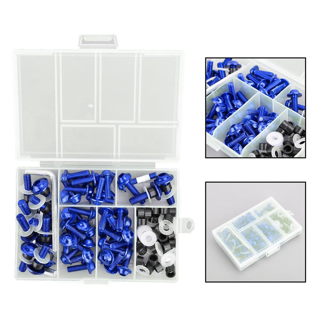 Viprh 158pcs Motorcycle Sport Bike Windshield Fairing Bolt Kit Fastener Clip Screw Blue