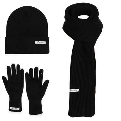 Solid Color Hat Scarf Gloves Set Warm Winter Beanie Hat Neck Warmer Thermal Knit Cap  Cold Weather
