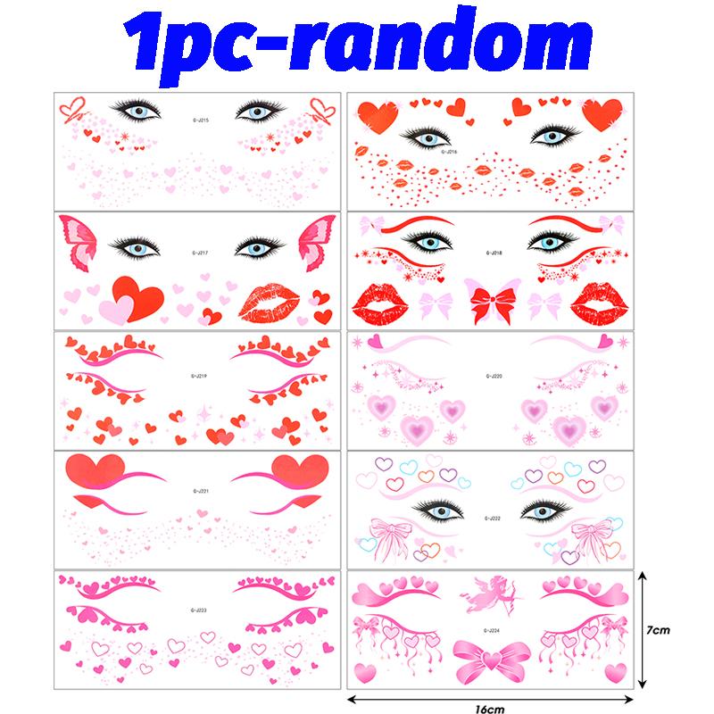 

1-10 шт. Наклейки для лица на День святого Валентина с рисунком любви и бантика, безопасные, удобные, легко удаляются, временные татуировки из переводной бумаги