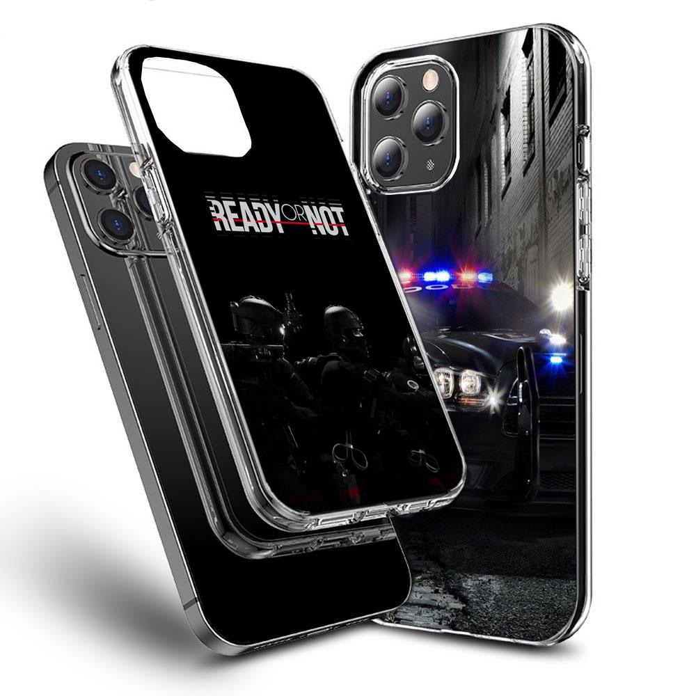 Police FBI Phone Case For Iphone 16E 15 Pro 14 Plus 17E 16 17 Pro Max Air 11 12 13 Mini Shockproof Capa Cute Cover TPU Clear