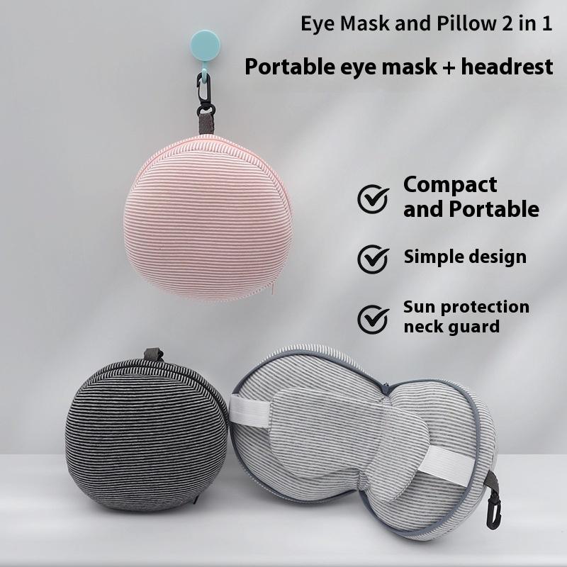 Portable 2 In 1 Neck Pillow Multifun Sleeping Mask Travel Eye Cover Flight Leg Rest Airplane Office Napping Sleeping Pillow