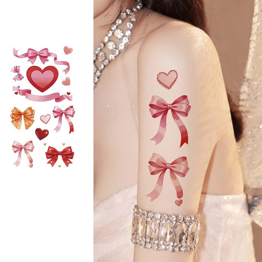 Pink Bowknot Ribbon Colorful Bow Tattoo Stickers Waterproof Makeup Stickers  Live House