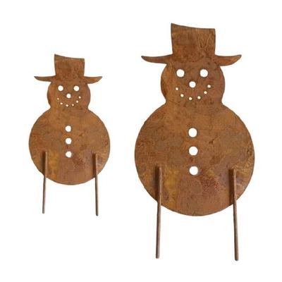 Recyclable Christmas Santa Snowman Metal Silhouettes Stakes Ornaments Outdoor Landscape Decoration With Antique Finish